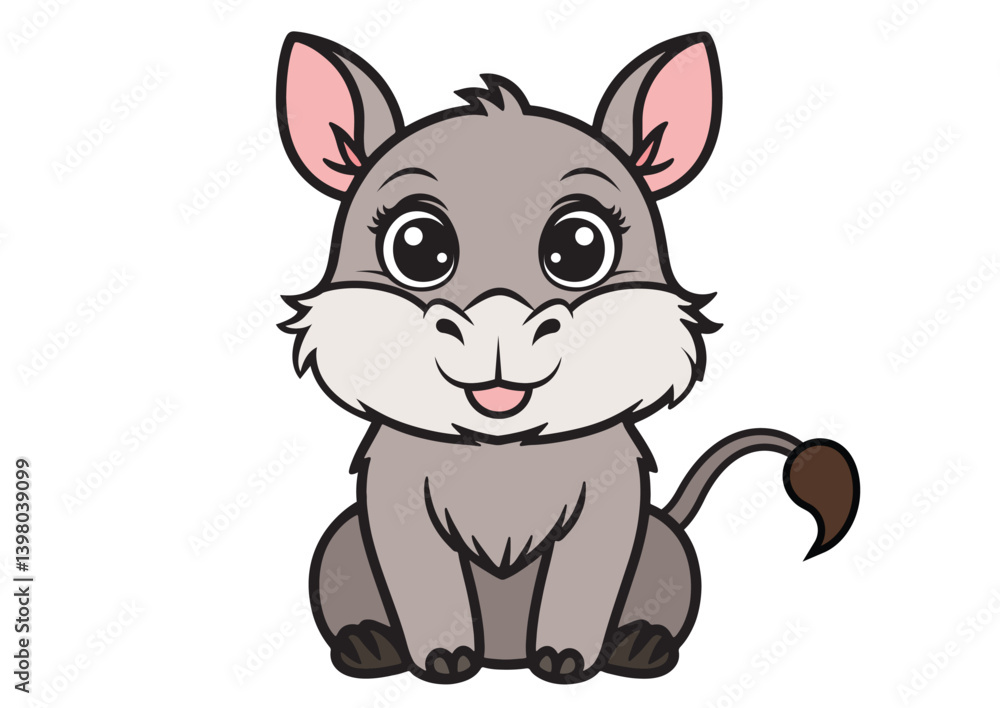 Cute cartoon donkey isolated on white background Cute cartoon donkey isolated on white background