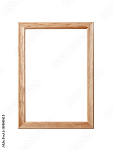 Beige wooden 2:3 ratio frame isolated on a transparent background