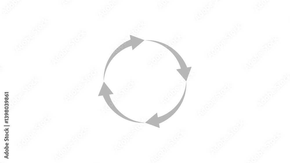 Circle arrow gray color 4k illustration. simple round circle recycle bin icon animation. White background 4k illustration. Circle arrow gray color 4k illustration. simple round circle recycle bin icon animation. White background 4k illustration.