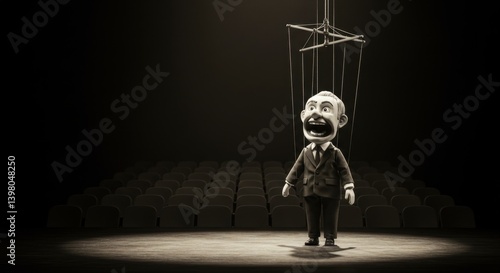 Puppet Controlled by Strings in Dark Setting