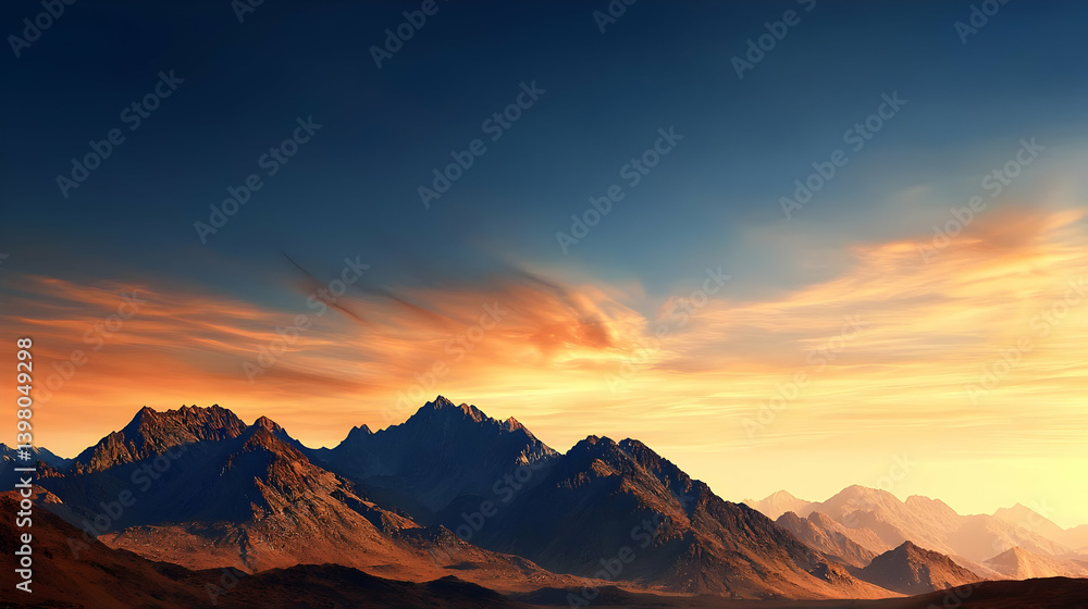 Majestic Mountain Range At Sunset Majestic Mountain Range At Sunset