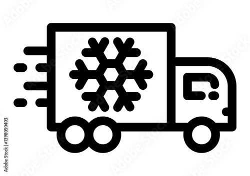 icon of a refrigerated delivery truck representing frozen seafood or cold-chain transportation.