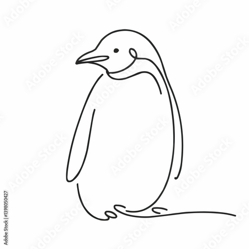 Minimalist line drawing of a penguin  