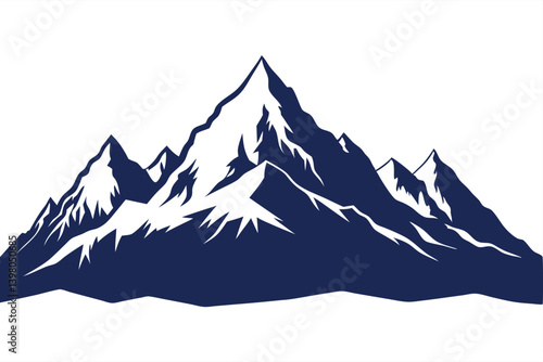 himalayan mountains vector art illustration 