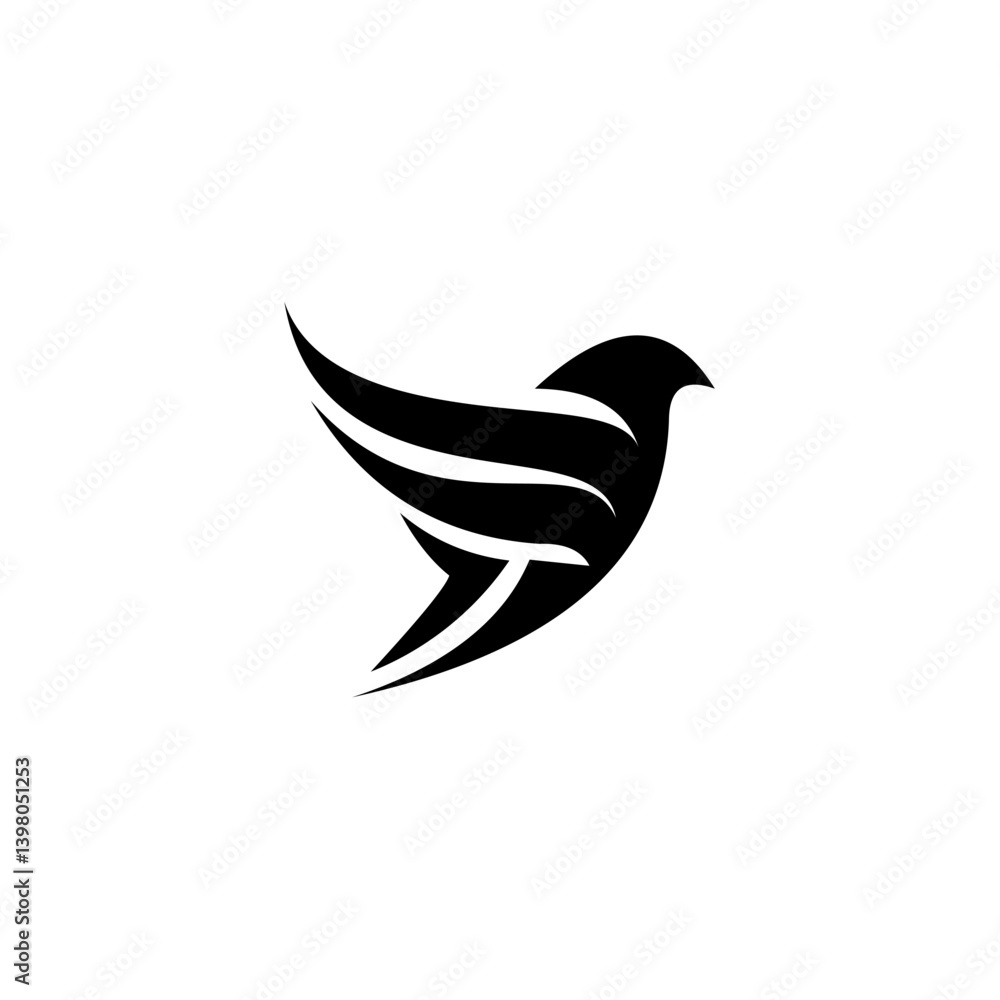 Abstract Black Bird Silhouette: Minimalist Vector Design Abstract Black Bird Silhouette: Minimalist Vector Design