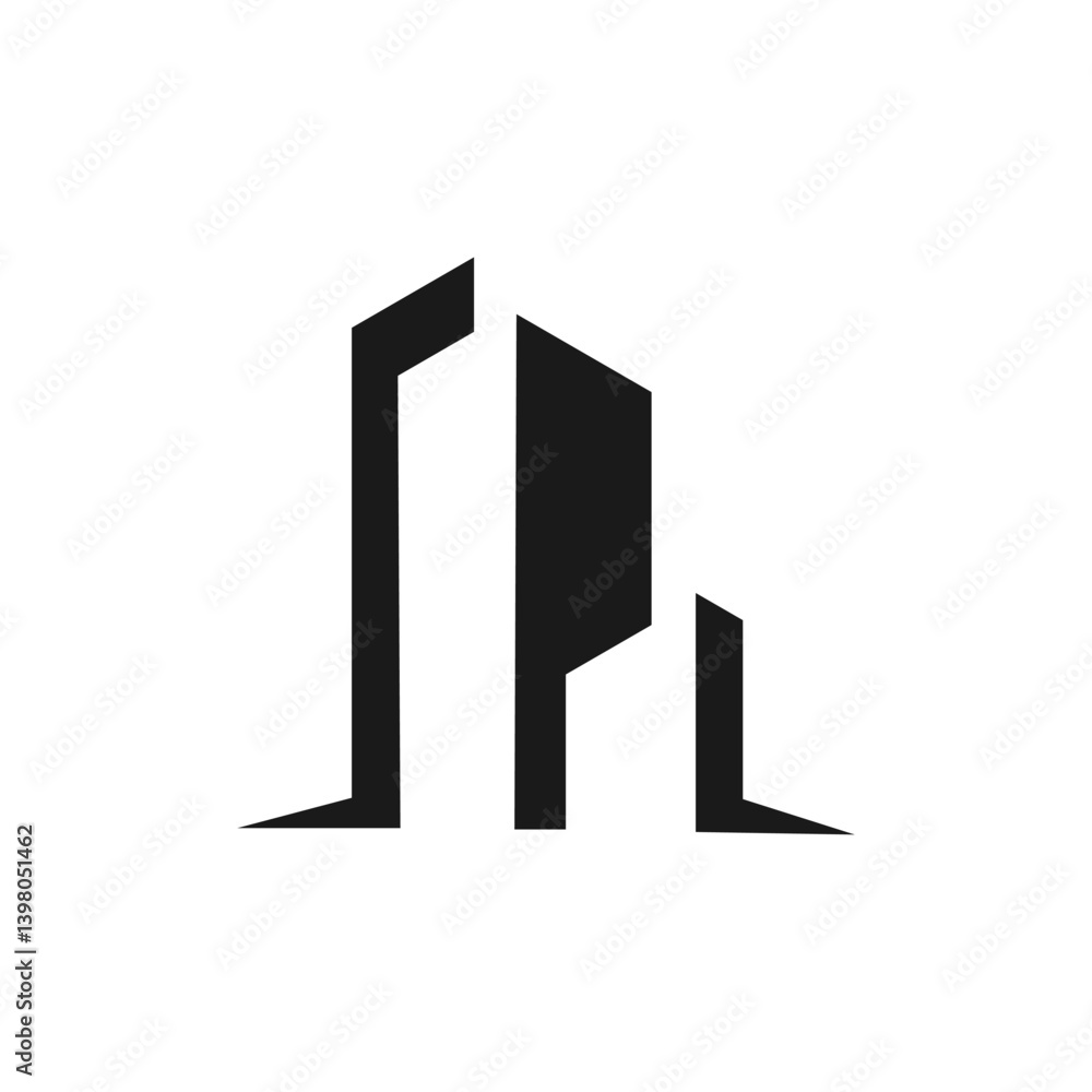 Abstract Black Geometric Building Illustration Abstract Black Geometric Building Illustration