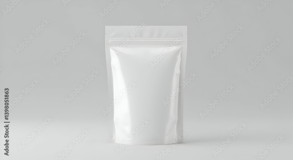 Blank White Stand Up Pouch Mockup On Light Gray Background Blank White Stand Up Pouch Mockup On Light Gray Background