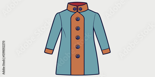 Blue Long Sleeve Button Up Coat Illustration