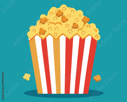 Popcorn in a Striped Box. A Classic Movie Snack