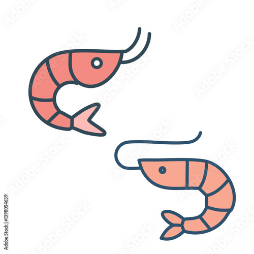 Shrimp fish vector. Shrimp sea Caridea. 