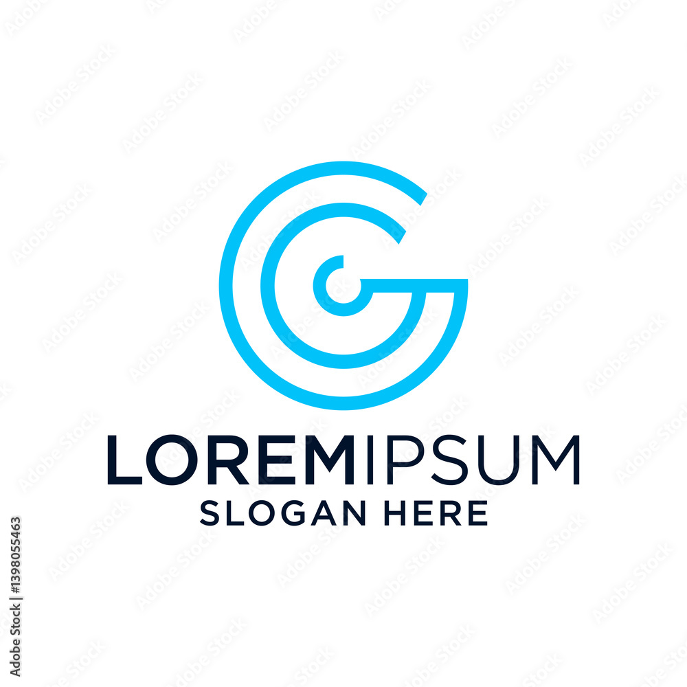 Abstract Blue G Letter Logo Minimalist Line Art Circle Design Abstract Blue G Letter Logo Minimalist Line Art Circle Design