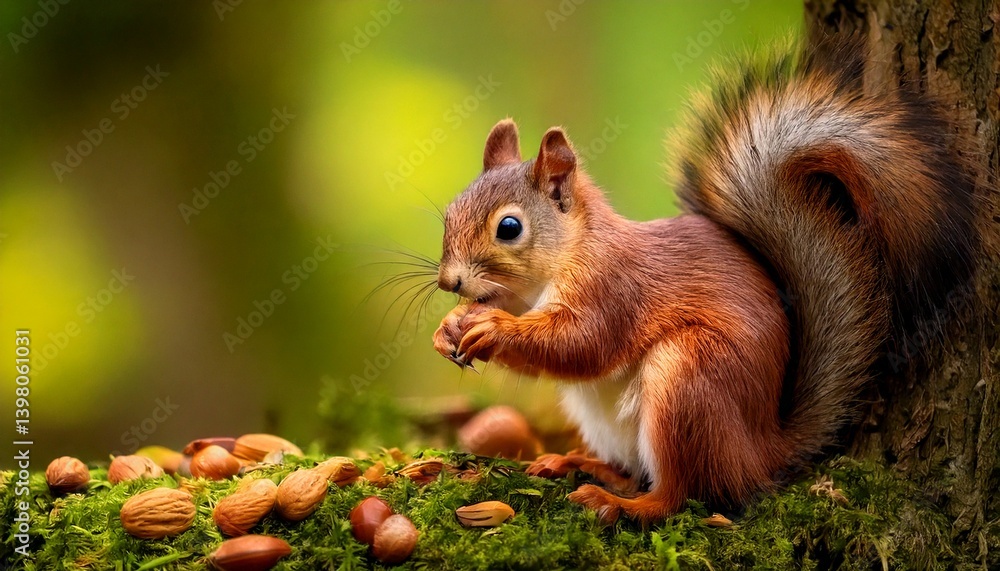 Obraz premium 木の実を食べるリス