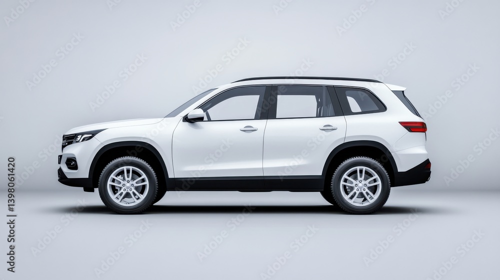 A sleek white car parked against a minimalistic background, showcasing modern design and elegance. A sleek white car parked against a minimalistic background, showcasing modern design and elegance.
