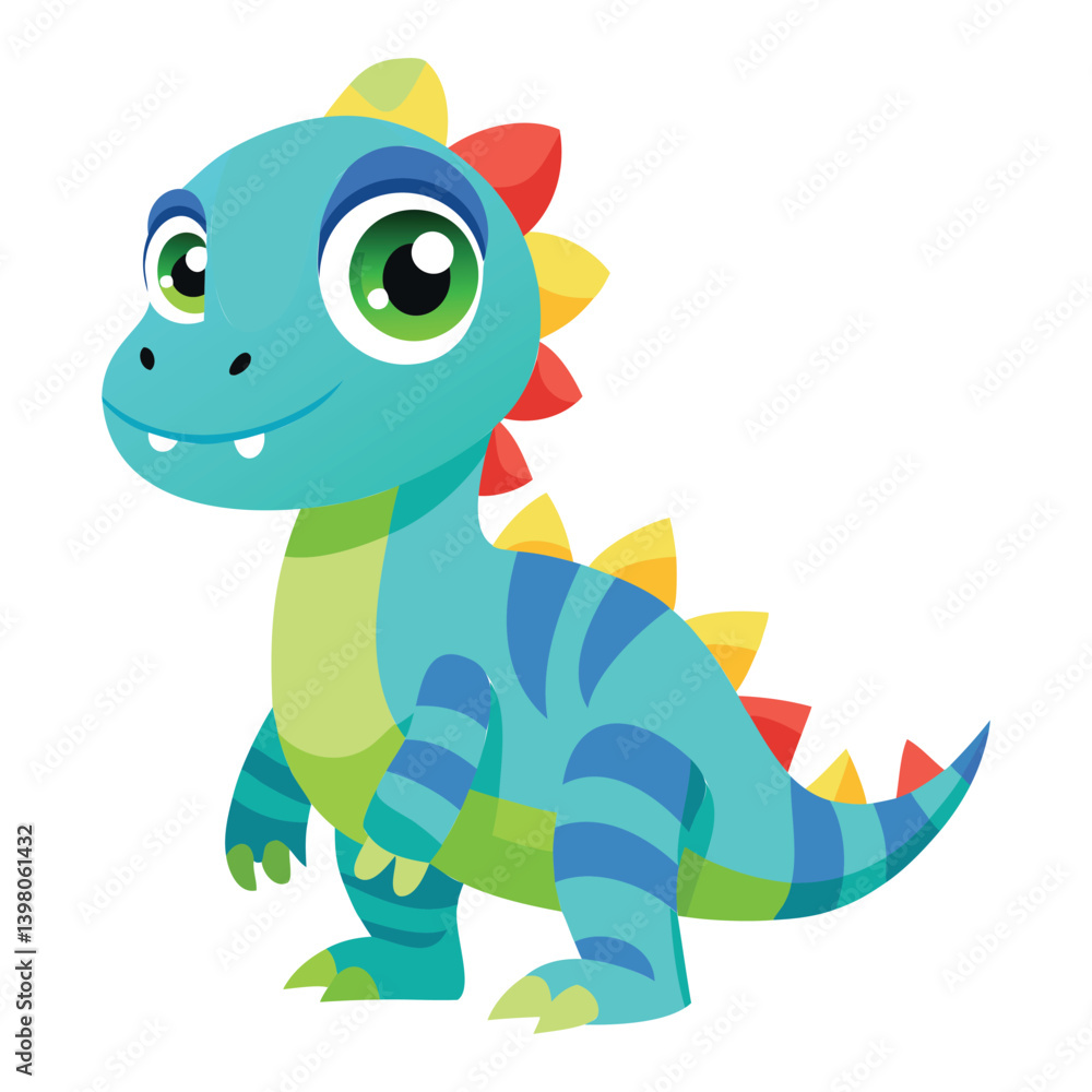 Naklejka premium Cute Cartoon Dragon Character Illustration