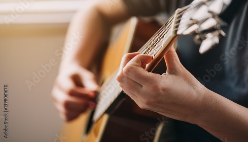 Fingers playing a guitar strings