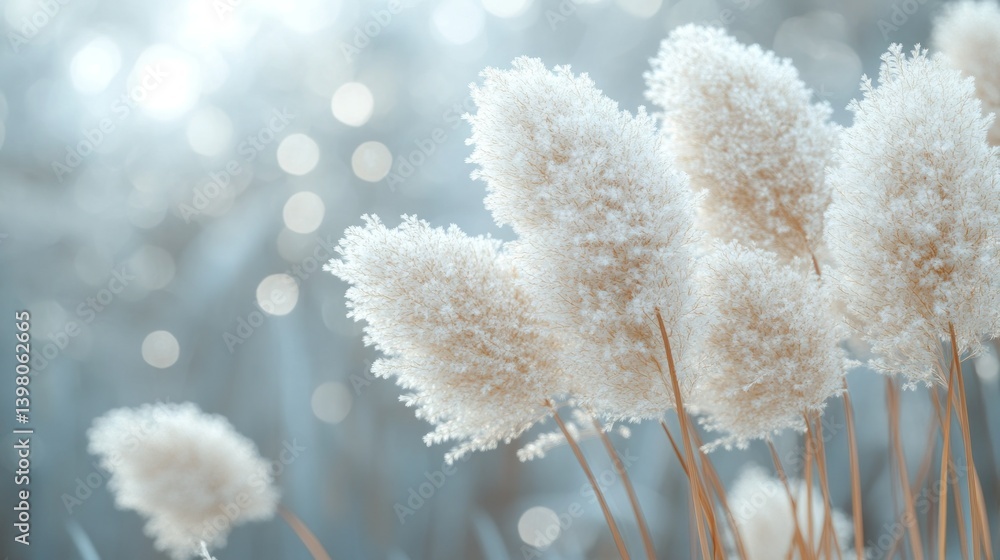 Fluffy white flower heads against soft background Fluffy white flower heads against soft background