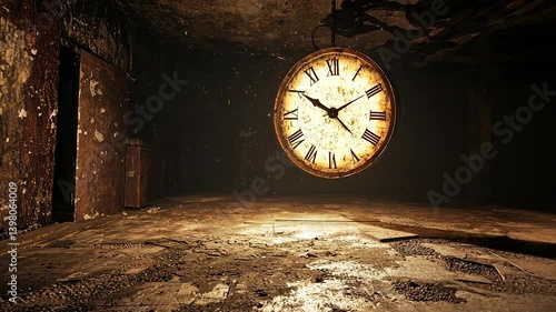 Wallpaper Mural An antique clock hangs in a dark, derelict room Torontodigital.ca