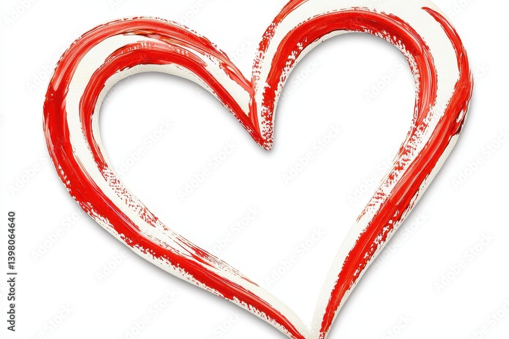 A vibrant red heart symbol painted on canvas, showcasing artistic expression and creativity. This artwork evokes feelings of love and passion, making it perfect decorative piece