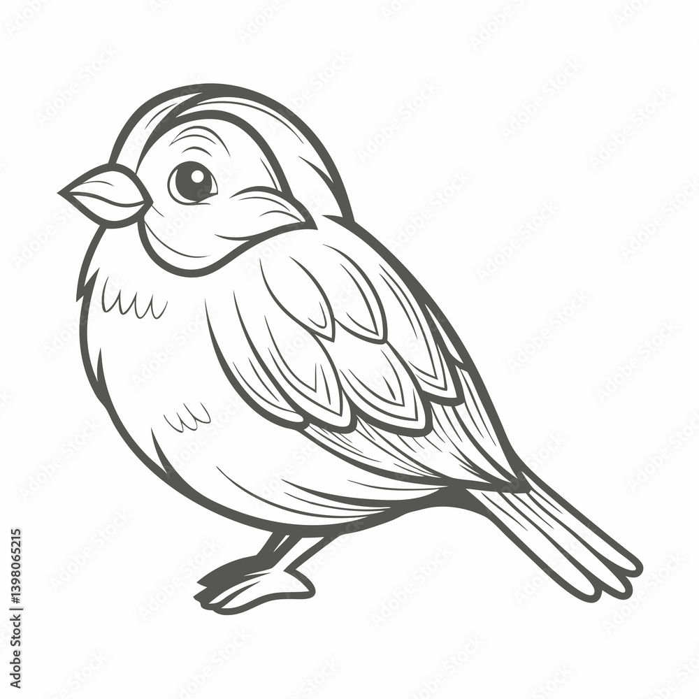 Fototapeta premium Reed Bunting Bird Line Art Illustration