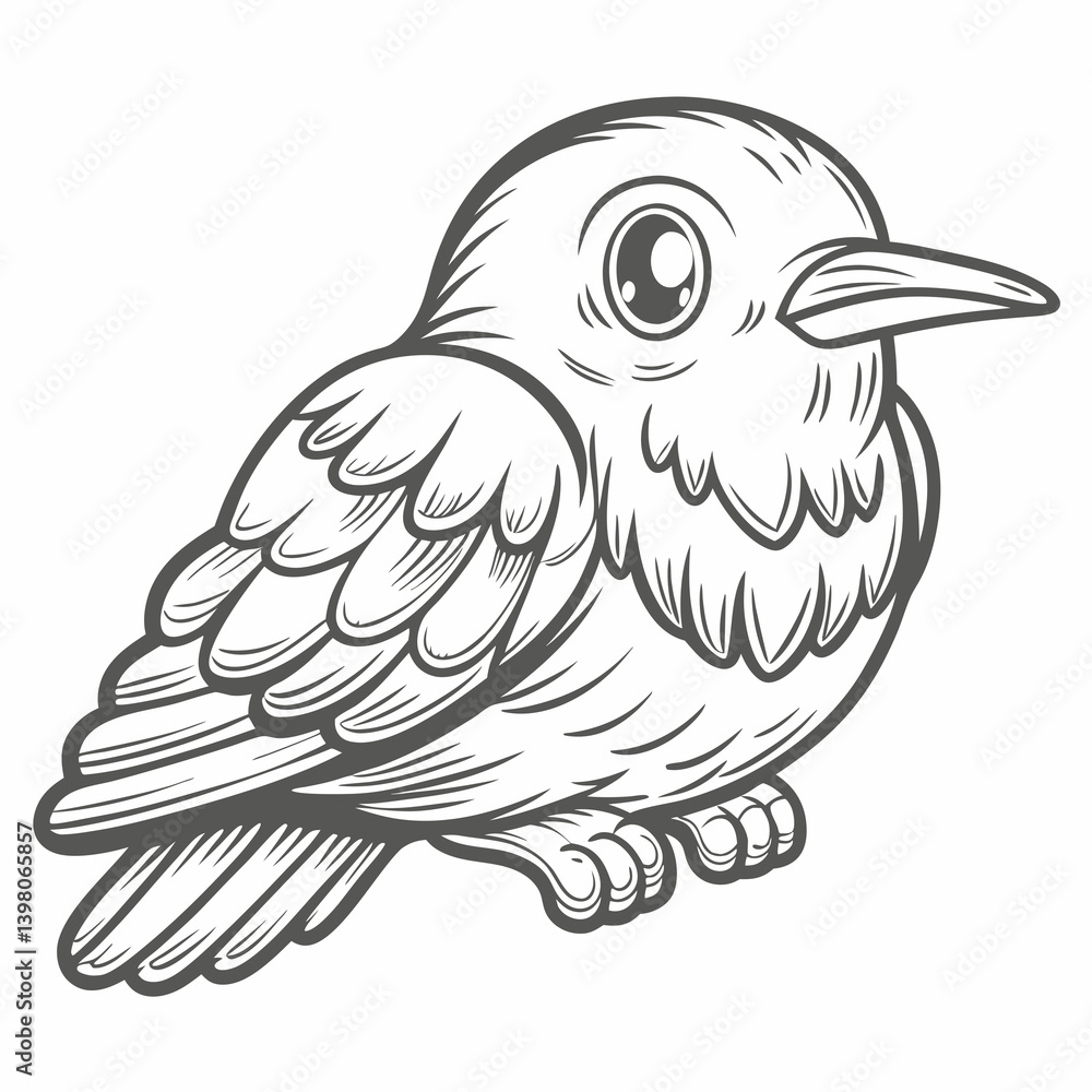Fototapeta premium Cute Bird Line Art Illustration Vector