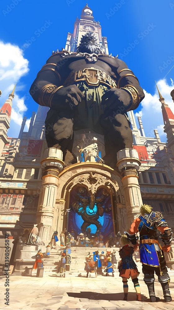 Fototapeta premium Giant Gorilla, City Entrance