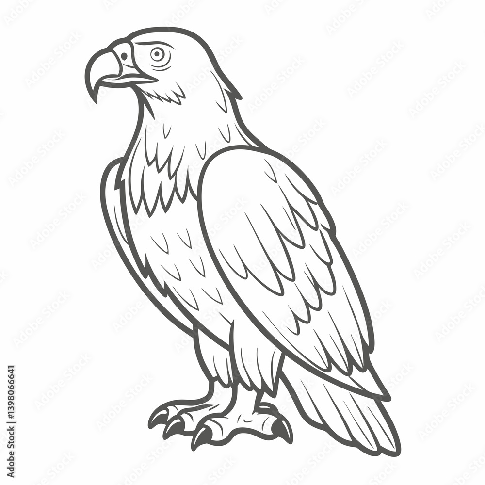 Fototapeta premium Osprey Outline Illustration, Bird of Prey