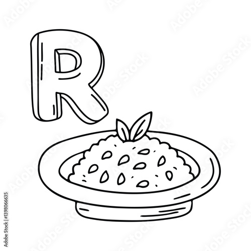 An Illustration of letter R stand for Risotto