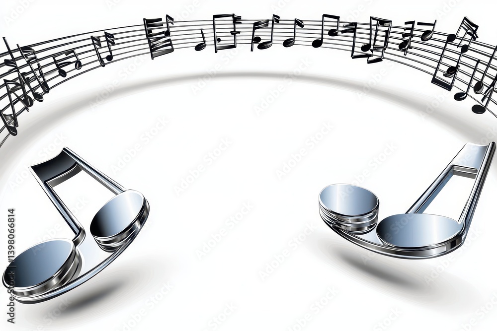 A Stylish music notes create minimalist design, showcasing elegance and creativity in digital format. Perfect for music lovers and artistic expressions