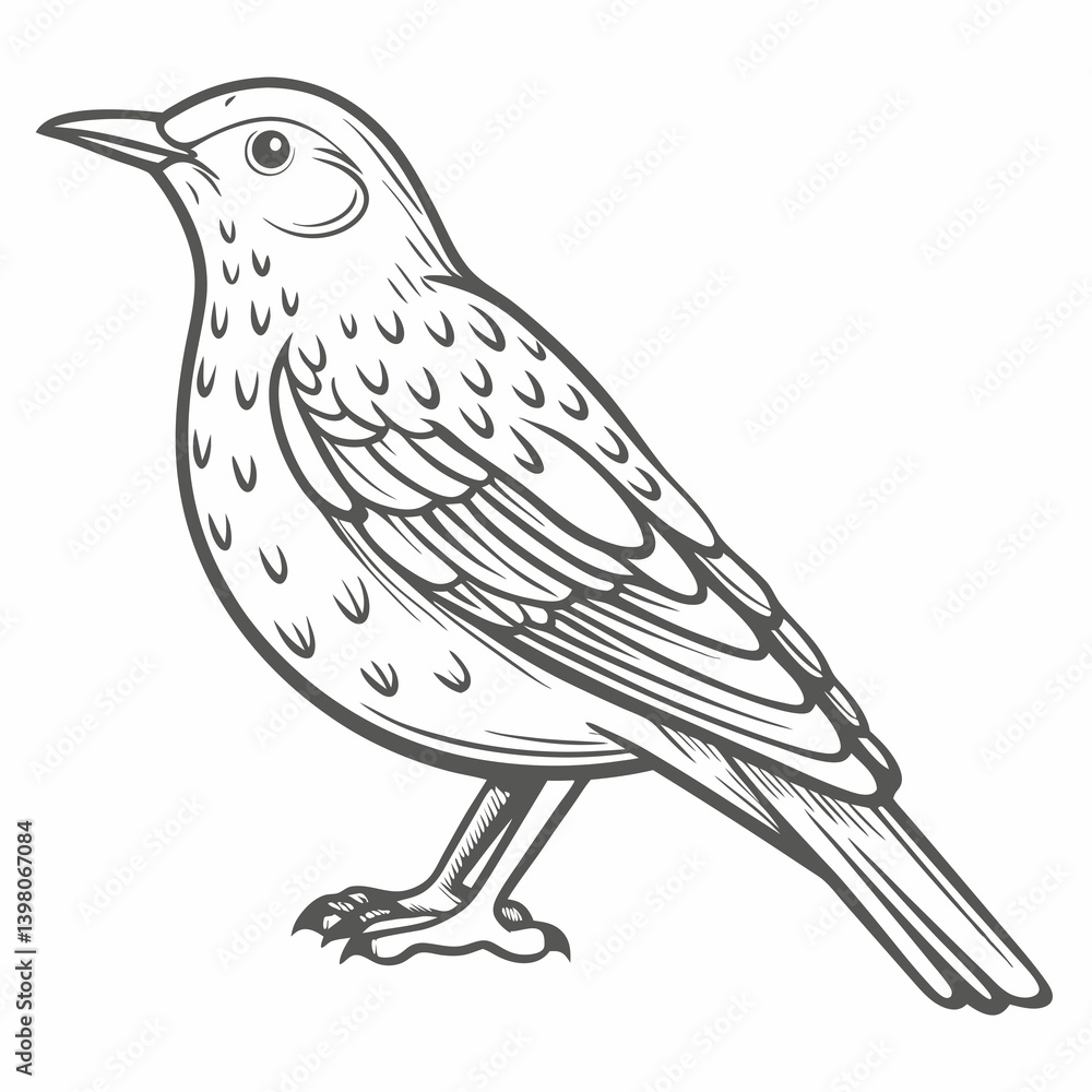 Mistle Thrush Bird Line Art Illustration Mistle Thrush Bird Line Art Illustration