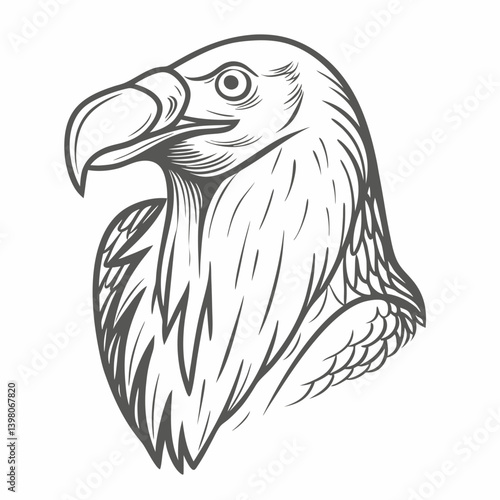 Detailed Lammergeier Head Vector Illustration