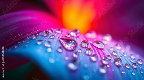 Colorful Flower Petal with Water Droplets