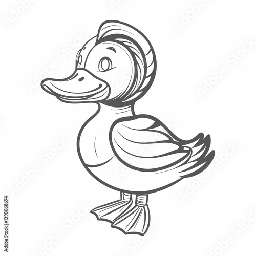 Cartoon Hooded Merganser Duck Outline Illustration