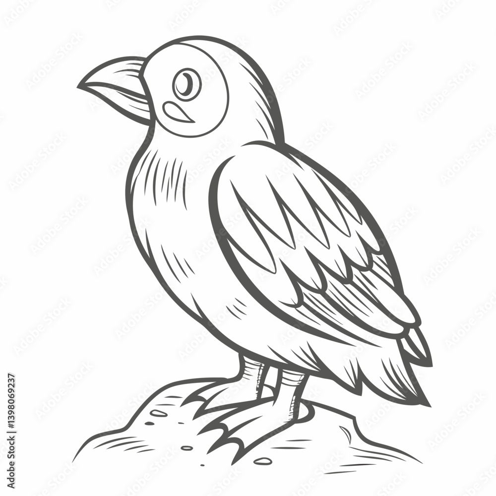 Fototapeta premium Guillemot Bird Illustration, Common Murre Outline