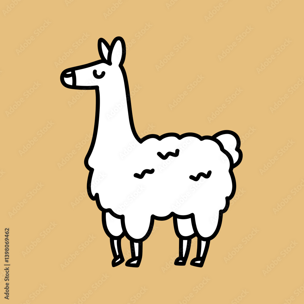 Obraz premium Stylized llama illustration on beige background