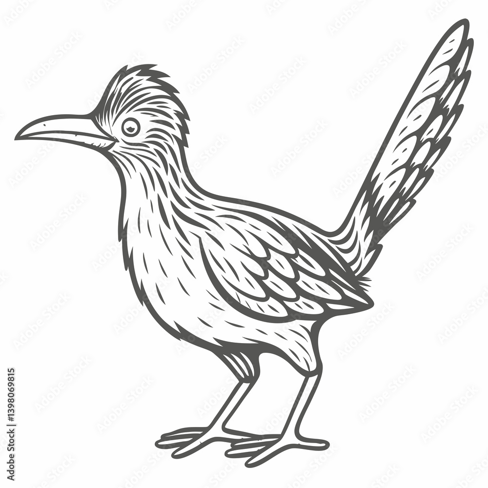 Fototapeta premium Greater Roadrunner Line Art Illustration