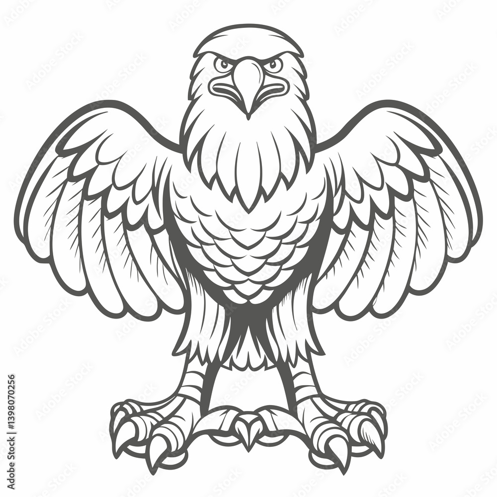 Fototapeta premium Detailed Eagle Illustration with Spread Wings
