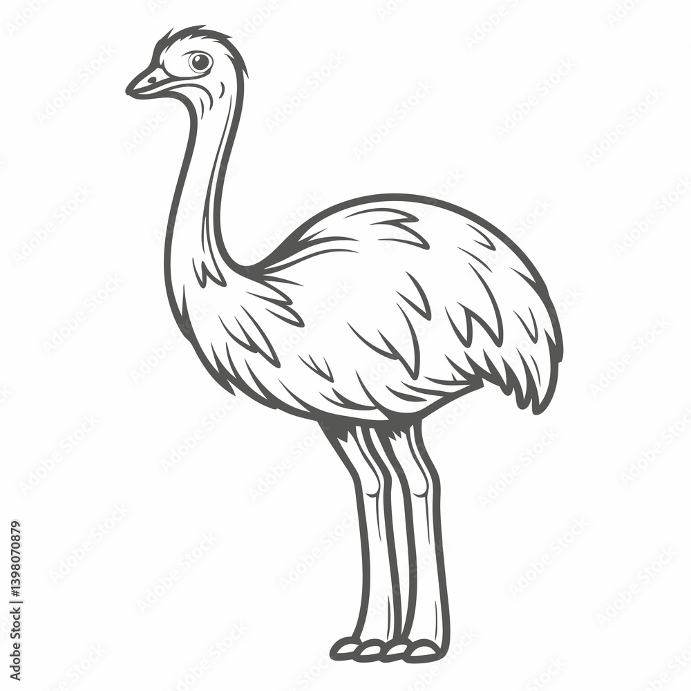 Emu Outline Illustration, Australian Bird Emu Outline Illustration, Australian Bird