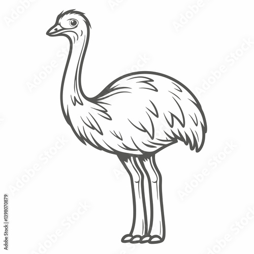 Emu Outline Illustration, Australian Bird