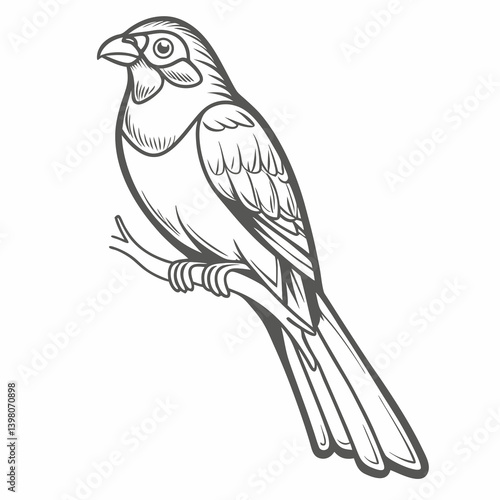 Elegant Trogon Bird Line Art Illustration