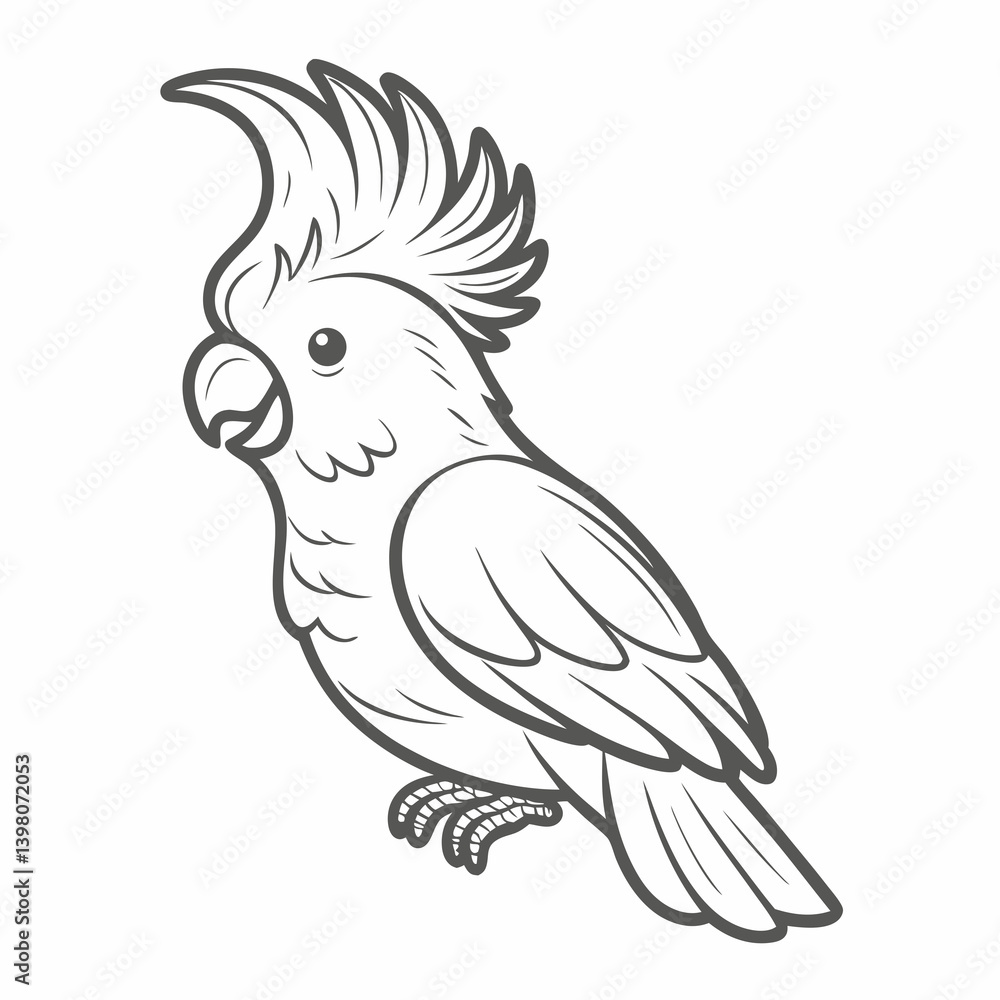 Sulphur-Crested Cockatoo Line Art Illustration Sulphur-Crested Cockatoo Line Art Illustration