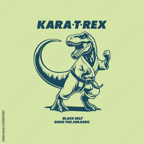 Karate T-Rex Dinosaur – Funny Martial Arts Illustration in Gi