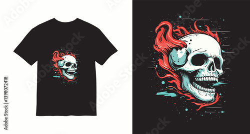 Graffiti skull graphic vector t-shirt design