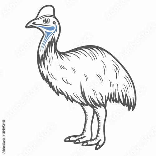 Stylized Cassowary Illustration on White Background