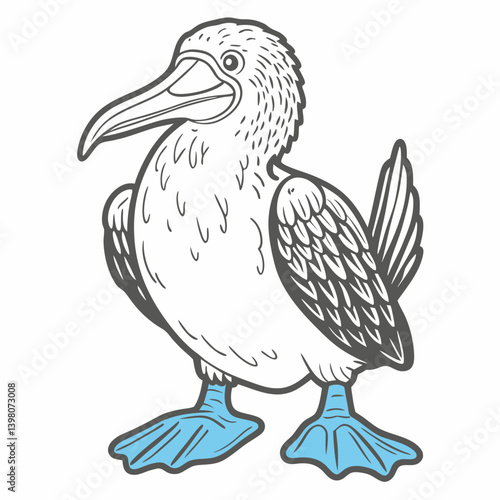 Cartoon Blue-Footed Booby Illustration, Vector Graphic
