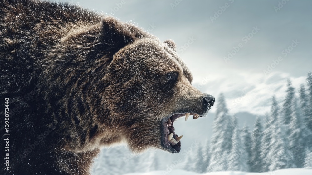 Obraz premium Brown grizzly bear roaring