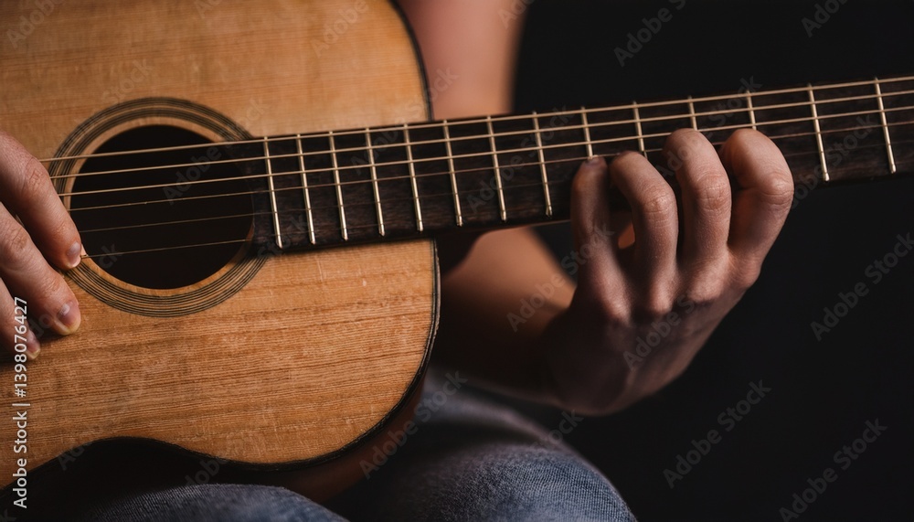 Fingers playing a guitar strings Fingers playing a guitar strings