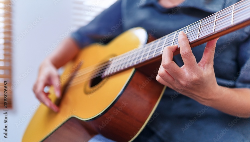Fototapeta premium Fingers playing a guitar strings