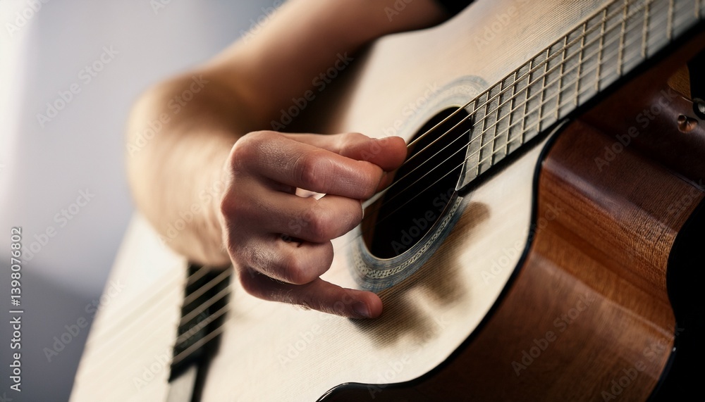 Fototapeta premium Fingers playing a guitar strings