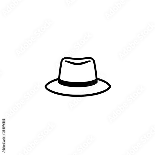 Minimalistic outline icon of a trilby or fedora-style hat with narrow brim and angled crown