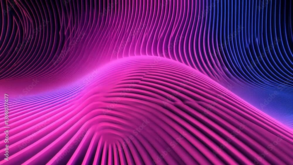 Abstract 3D Render Of A Wavy Surface With Blue And Pink Gradient Lighting Abstract 3D Render Of A Wavy Surface With Blue And Pink Gradient Lighting